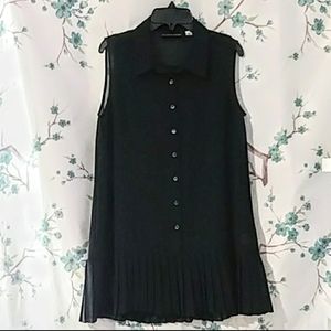 Sleeveless Liquid Knit Button-up Dress With Collar